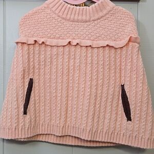 Janie & Jack Pink Poncho Cape Sweater Knit Crochet 2 Girls